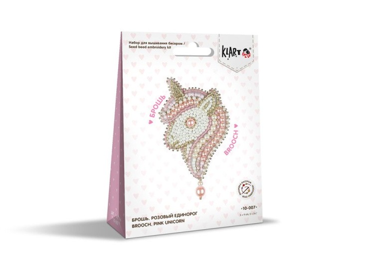 Набор вышивки бисером «Брошь. Розовый единорог» — картинка 2