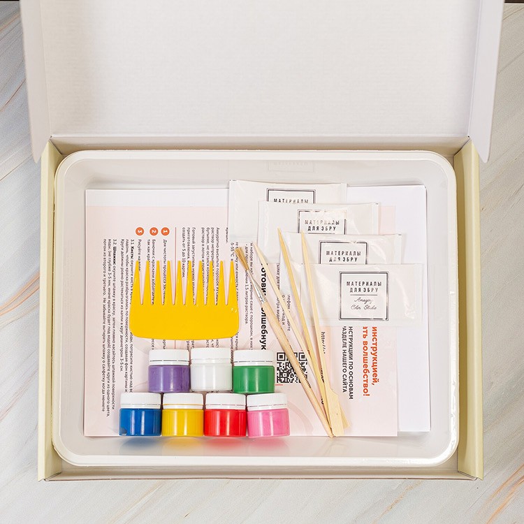 Набор для эбру «Знакомство» 7 цветов, Amazing Color — картинка 4