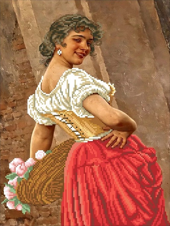 Рисунок на ткани «Венецианская цветочница»