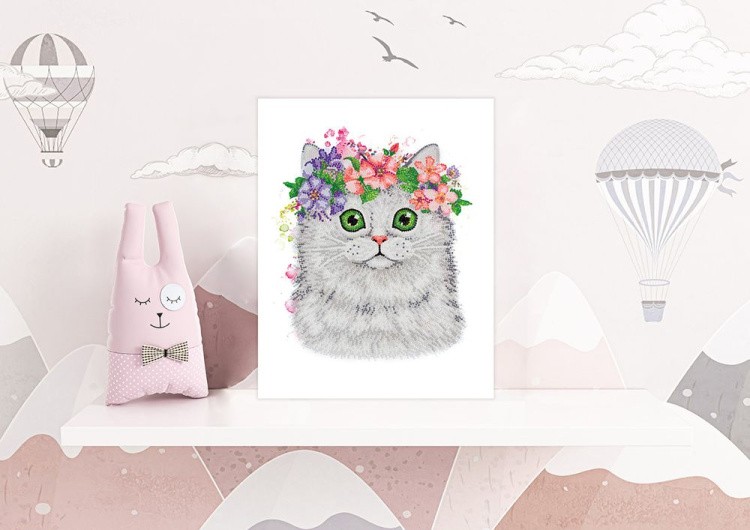 Алмазная вышивка «Кот в веночке» — картинка 2