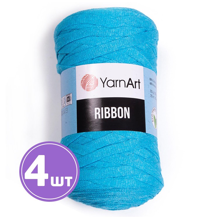 Пряжа YarnArt Ribbon (Риббон) (763), аква, 4 шт. по 250 г