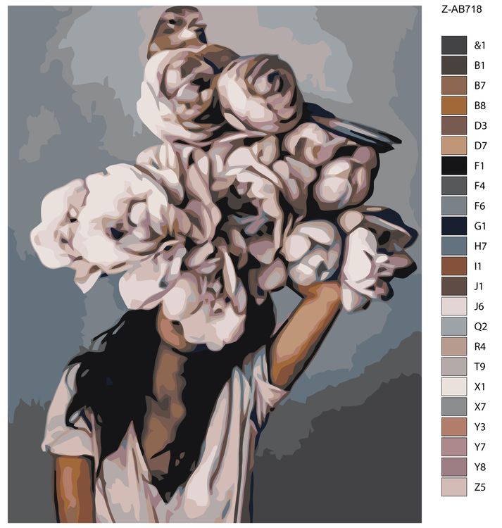 Картина по номерам «Девушка в цветах» — картинка 2