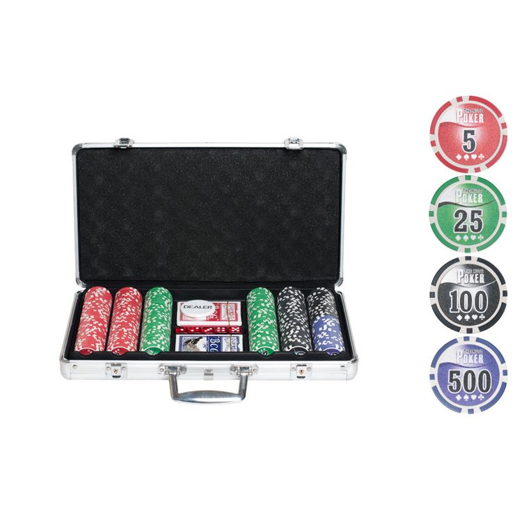 Покерный набор NUTS, 300 фишек 11.5 г с номиналом в чемодане, сукно