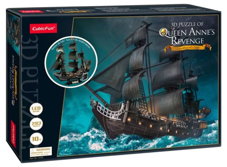 3D пазл CubicFun «Корабль Месть королевы Анны» с LED-подсветкой — картинка 4