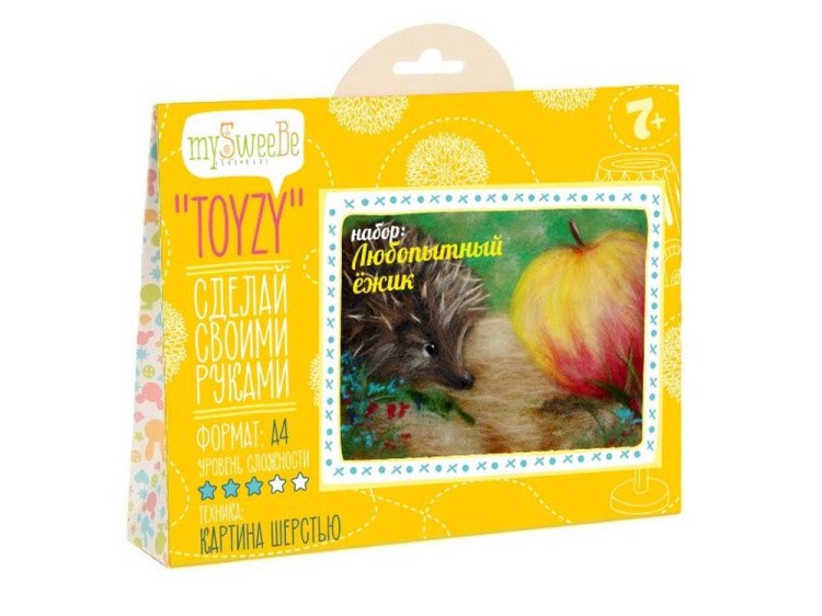 Картина шерстью «Любопытный ёжик» — картинка 2
