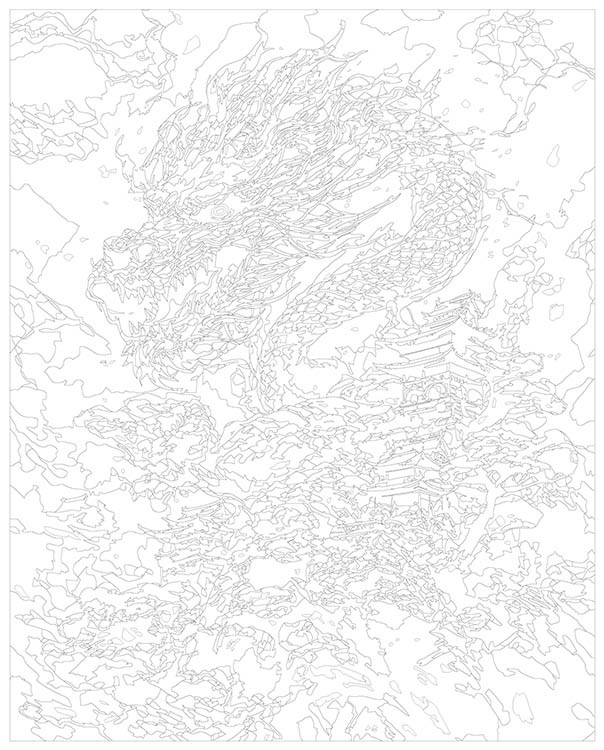 Картина по номерам «Восточный дракон в японских горах» — картинка 3