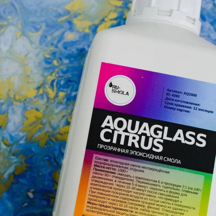 Низковязкая эпоксидная смола для творчества AquaGlass Citrus 6 кг, RU-SMOLA — картинка 2