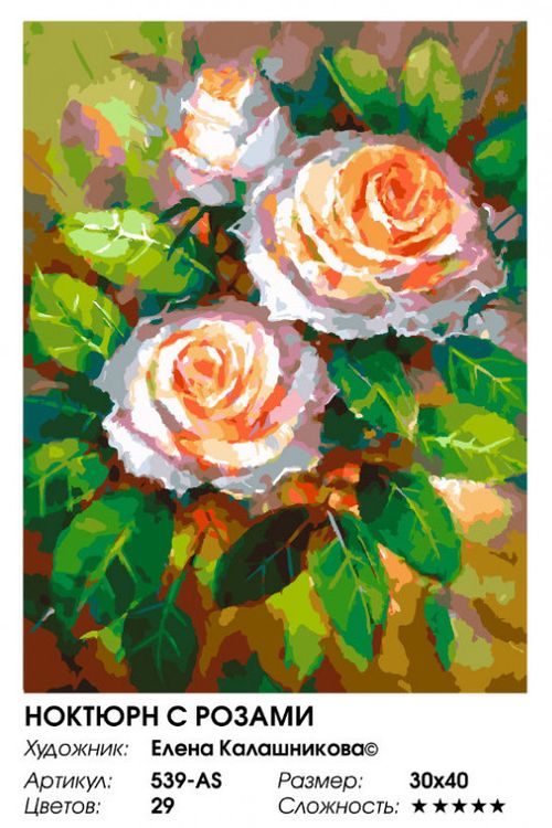 Картина по номерам «Ноктюрн с розами» — картинка 2