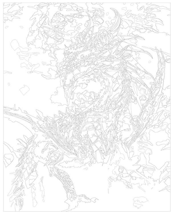 Картина по номерам «Зеленый древесный дракон в лесу» — картинка 3