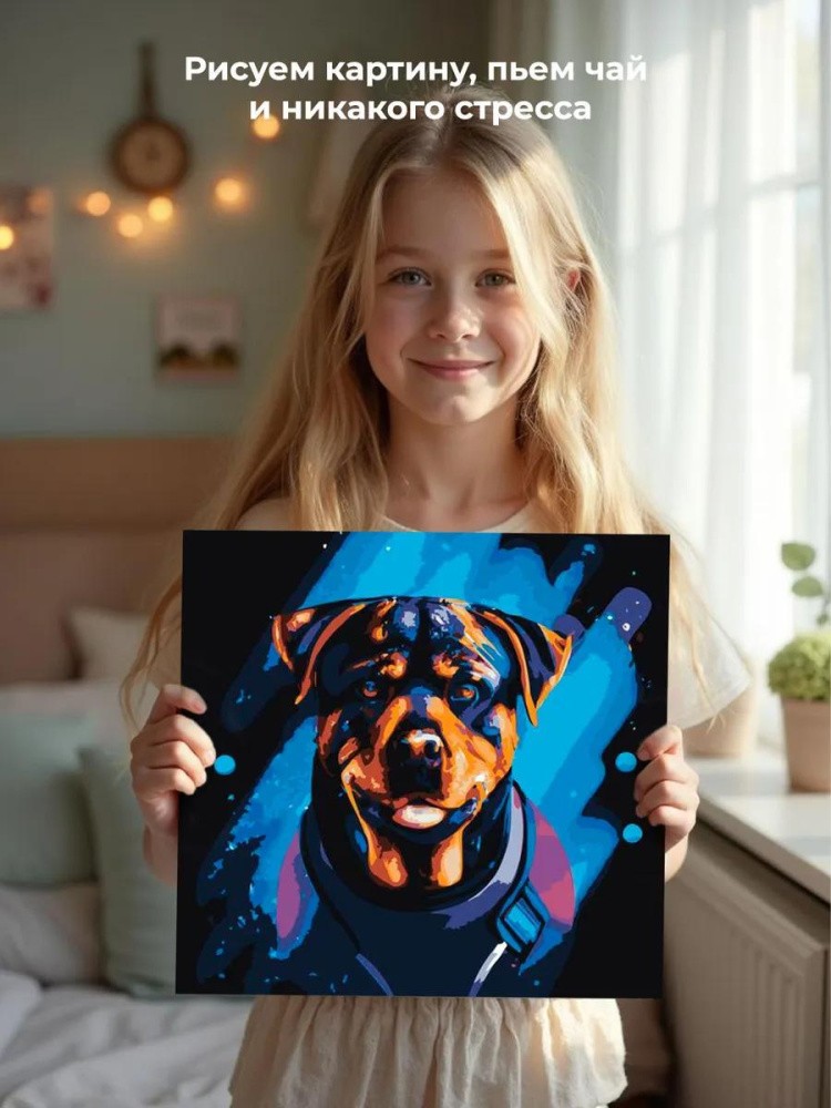 Картина по номерам «Космический портрет ротвейлера» — картинка 6