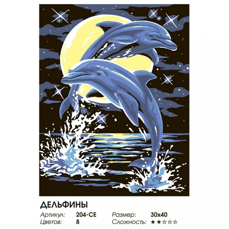 Картина по номерам «Дельфины» — картинка 2