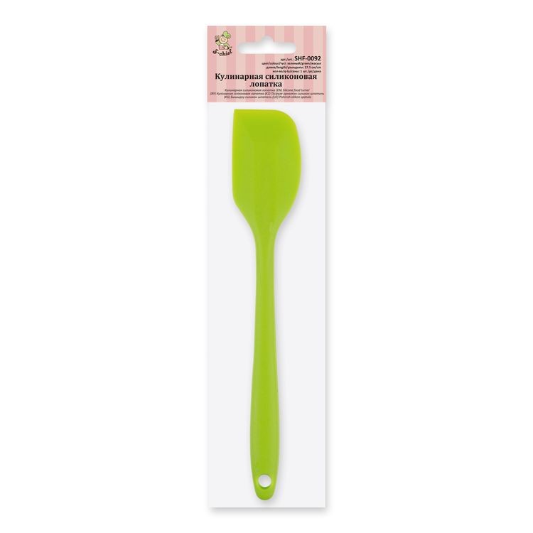 Кулинарная силиконовая лопатка, зеленая, силикон, 27,5 см, 1 шт., S-CHIEF — картинка 2