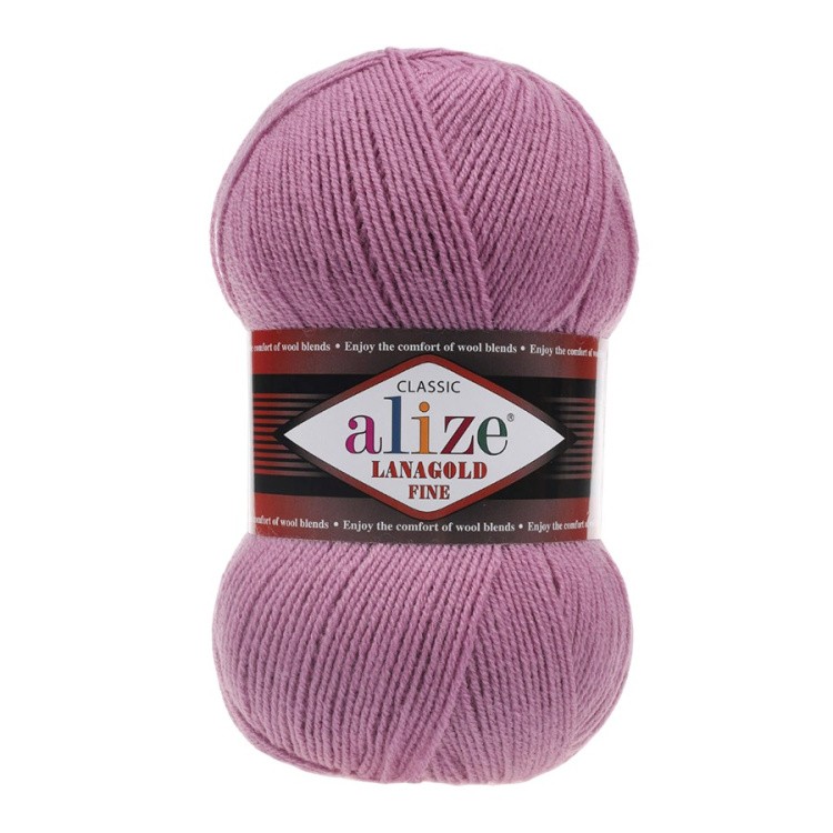 Пряжа ALIZE LanaGold Fine (Ализе Лана голд файн) (28), дымчатая орхидея, 5 шт. по 100 г