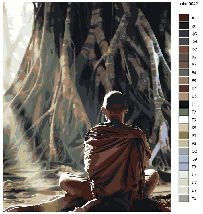 Картина по номерам «Религия буддизм: монах, медитация 40x50» — картинка 2