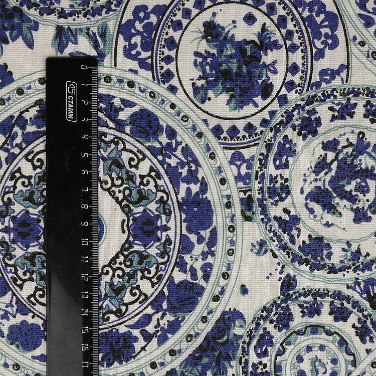 Ткань Лен, 140 г/м², 5 м x 150 см, цвет: синий, принт, TBY — картинка 5