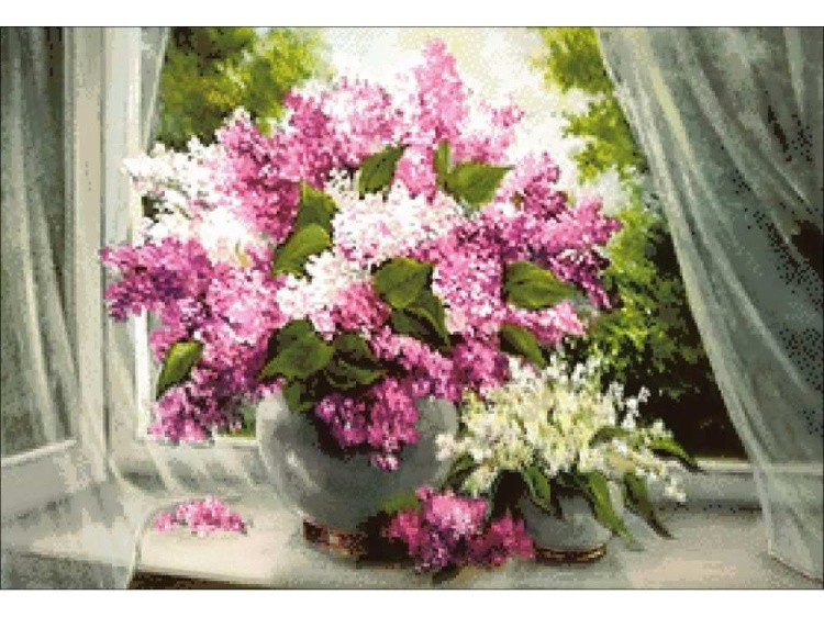 Алмазная вышивка «Сирень на окне» — картинка 2