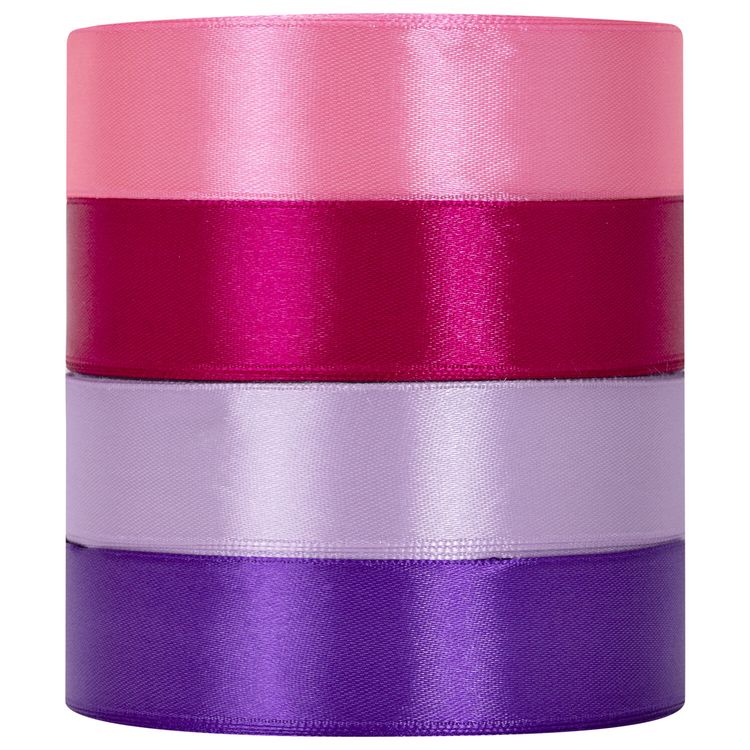 Лента атласная, ширина 25 мм, набор №3, 4 цвета по 23 м, Brauberg — картинка 2