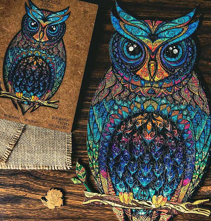 Деревянный пазл Unidragon «Чарующая Сова», размер M (А4) — картинка 13