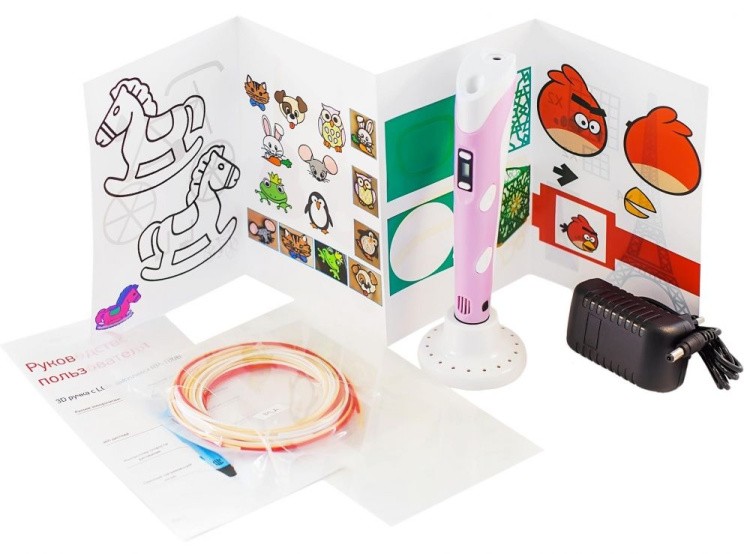 3D ручка SUPER 3D PEN-2 PLUS (трафареты+коврик), розовый
— картинка 2