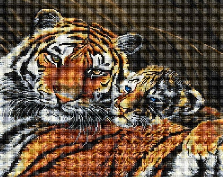 Алмазная вышивка «Нежность тигрицы»