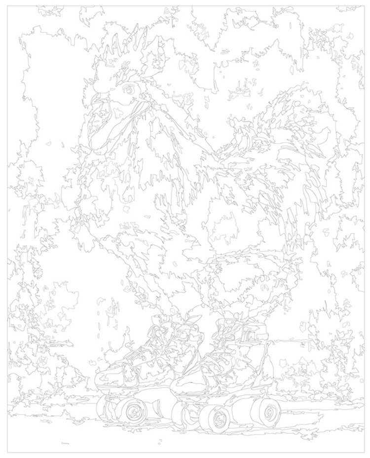 Картина по номерам Петух на розовых роликах — картинка 3