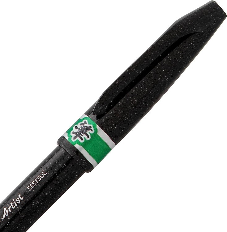 Браш пен Brush Sign Pen Artist, ultra-fine, 0,5 - 5 мм, цвет: зеленый, Pentel — картинка 4