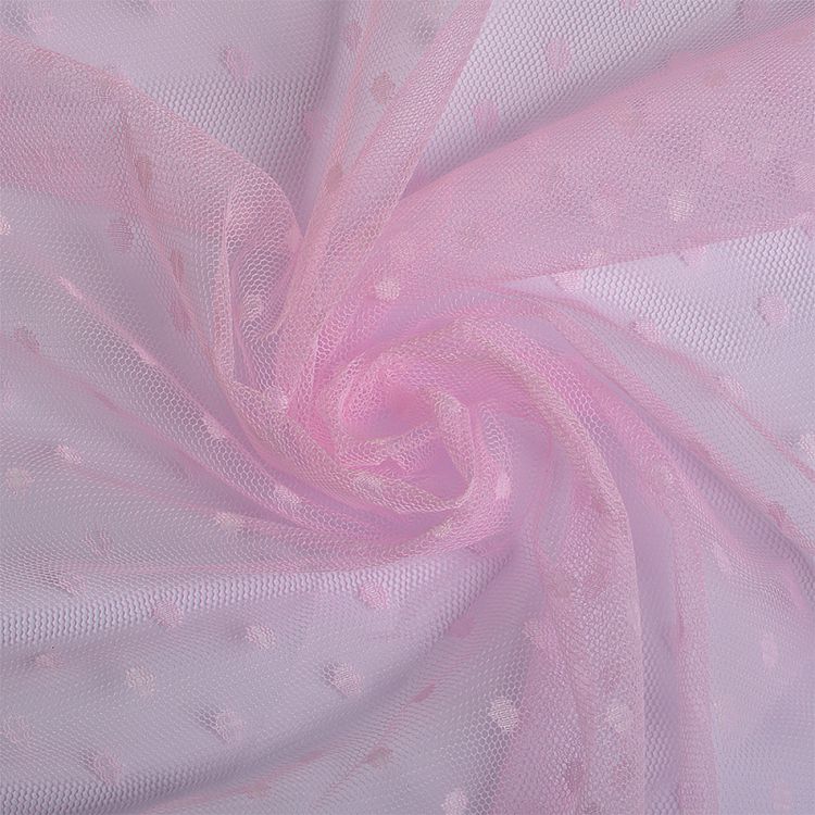 Фатин Горошек мягкий, 15 м, ширина 160 см, цвет: розовый, диаметр горошин 0,6 см, TBY