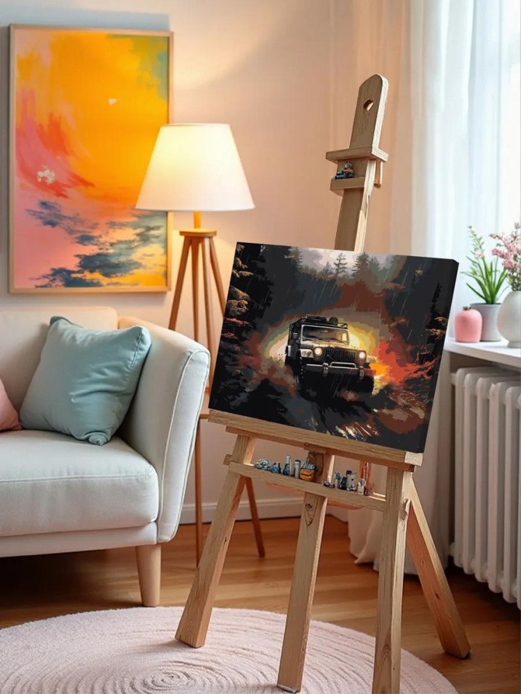 Картина по номерам «Машины: Внедорожник на лесной дороге» — картинка 9