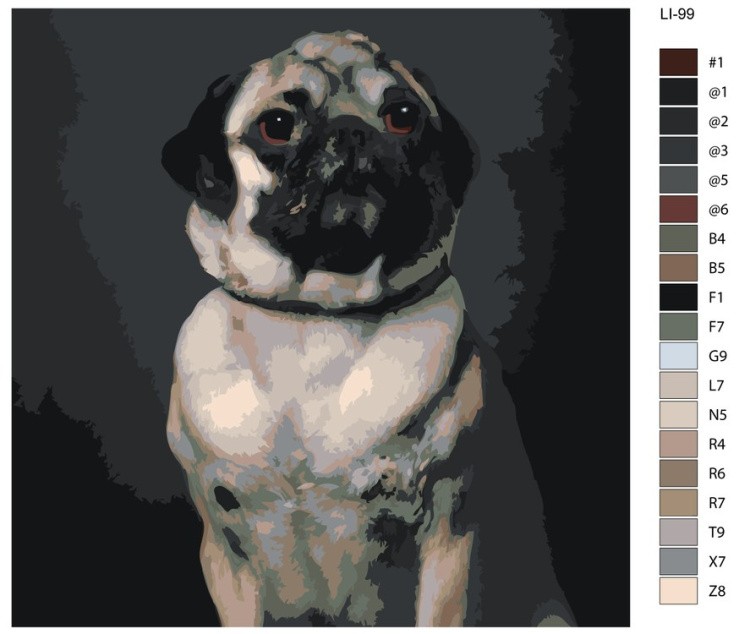 Картина по номерам «Портрет мопса» — картинка 2