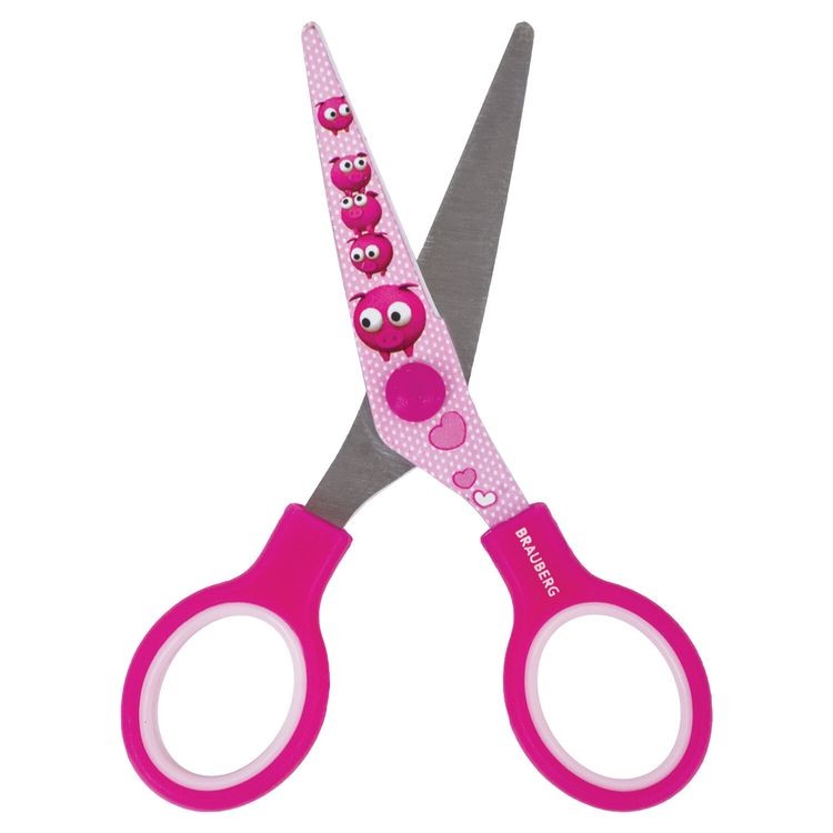 Ножницы Kid Series, 13 см, с цветной печатью «Поросята», закругленные, Brauberg — картинка 4