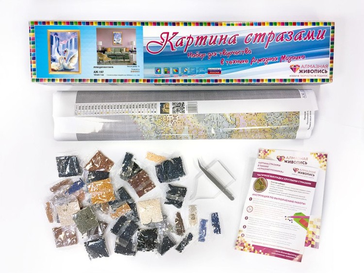 Алмазная вышивка «Лебединая пара» — картинка 3