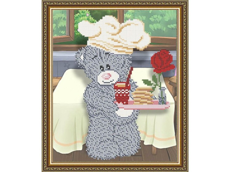 Рисунок на ткани «Мишка с подносом»