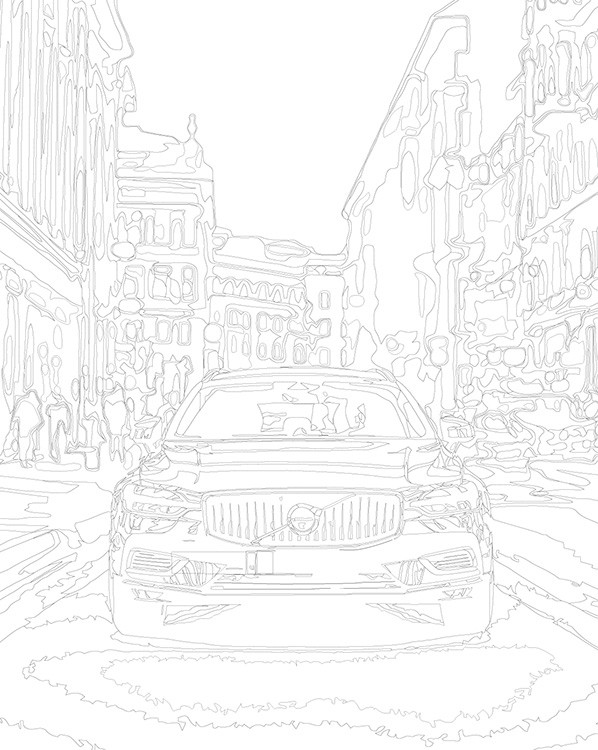 Картина по номерам «Машина Вольво в городе, ночь, неон 40x50» — картинка 3