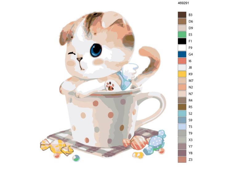 Картина по номерам «Котёнок в чашке» — картинка 2