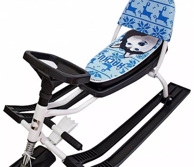 Снегокат детский 104 Comfort Хаски со спинкой (синий) — картинка 6