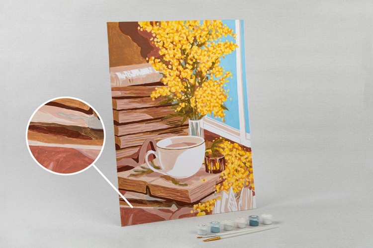 Картина по номерам «Натюрморт с букетом мимозы» — картинка 3