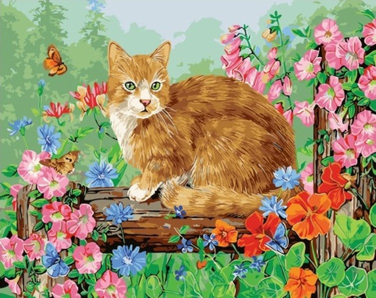 Картина по номерам «Рыжий деревенский кот»