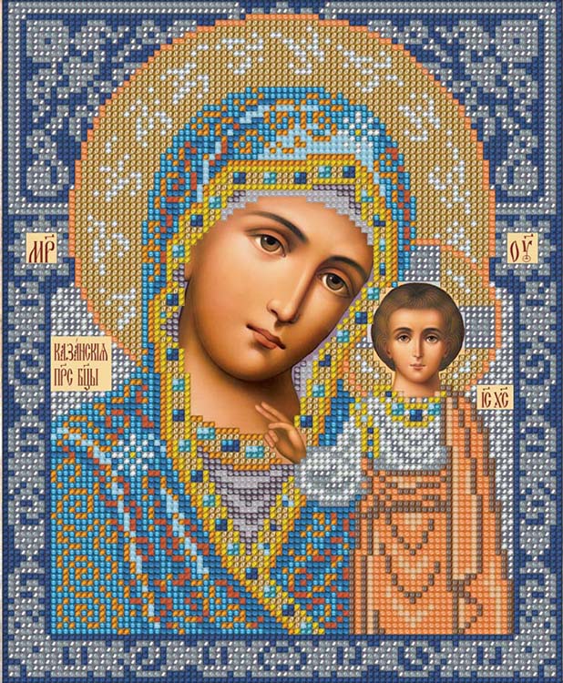 Набор вышивки бисером «Богородица Казанская» (в синем)