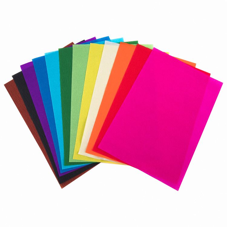 Набор крепированной бумаги, А4, 12 листов, 12 цветов, в папке с европодвесом, Юнландия — картинка 2