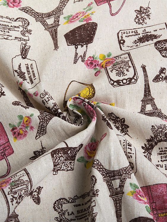 Ткань льняная, 1 м x 150 см, 140 г/м², цвет: белый, принт, TBY — картинка 2