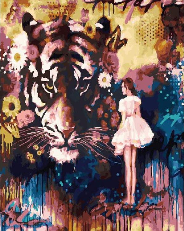 Картина по номерам «Девушка и тигр»