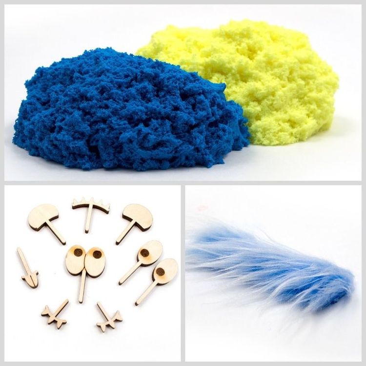 Пушистый пластилин PLUSH, синий желтый — картинка 2