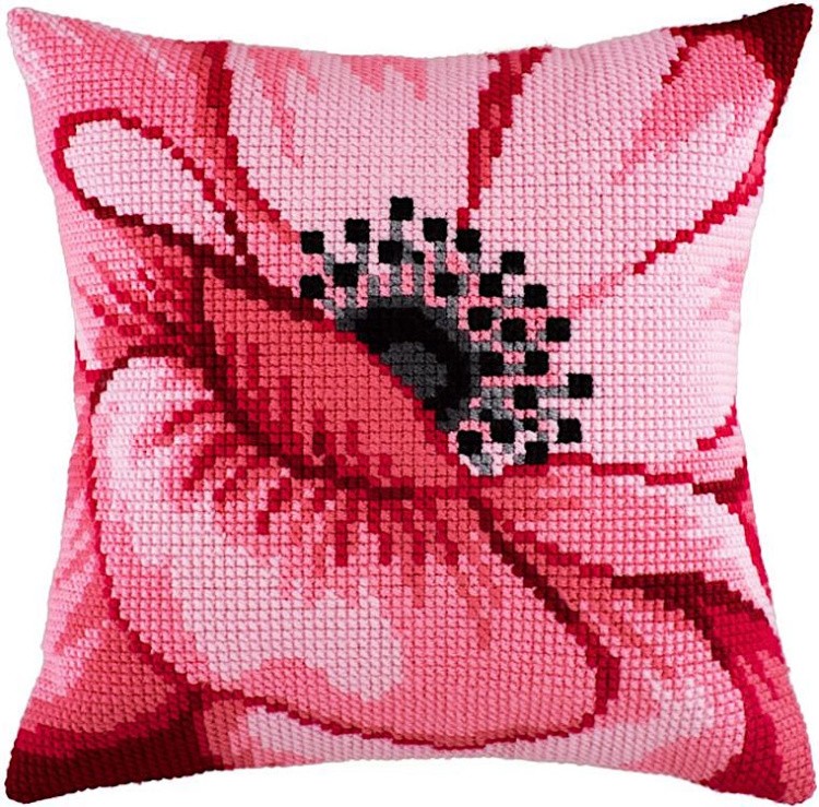 Набор для вышивания подушки «Розовый цветок», лицевая сторона, Чарівниця