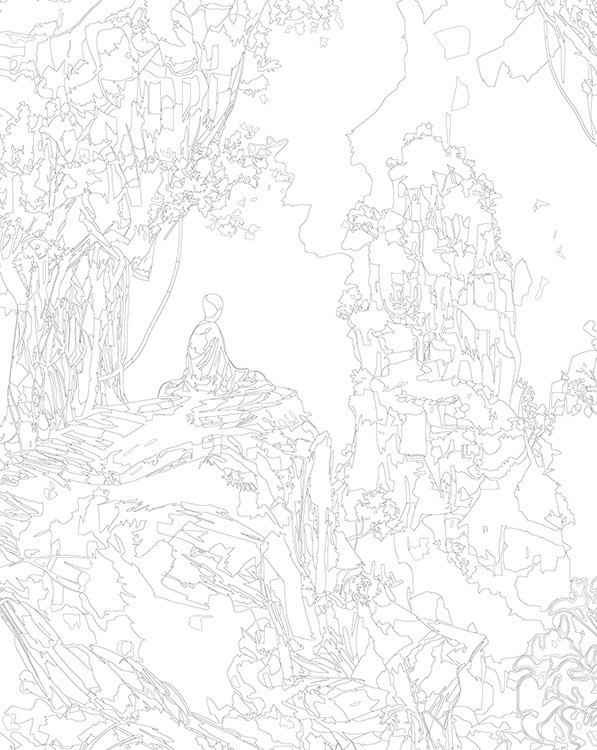 Картина по номерам «Религия буддизм: монах на горе, медитация» — картинка 3