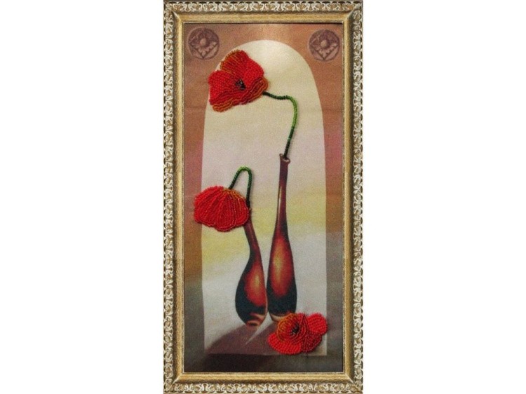 Рисунок на ткани «Маки в вазах»