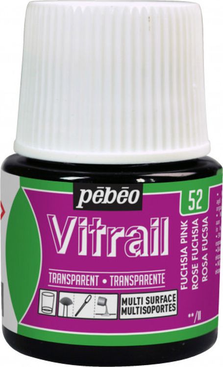 Краска для стекла и металла Vitrail лаковая прозрачная PEBEO, цвет: фуксия, 45 мл
