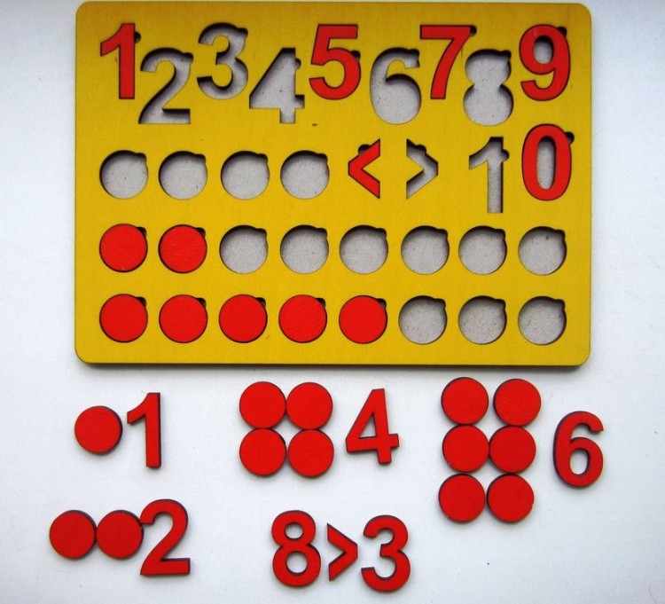 Развивающее пособие из дерева «Кружки и цифры» (планшет) — картинка 2