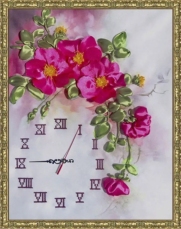 Вышивка лентами «Часы. Акварель» — картинка 2