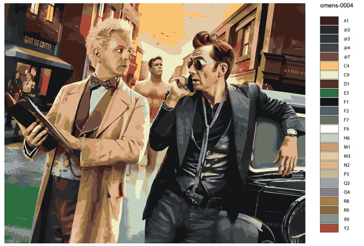 Картина по номерам «Благие знамения: Азирафель и Кроули» — картинка 2