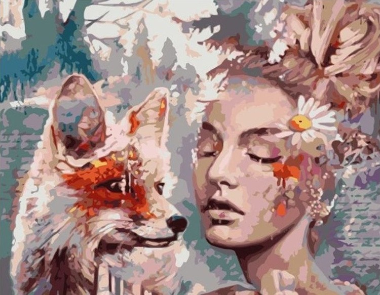 Картина по номерам «Девушка и лиса»